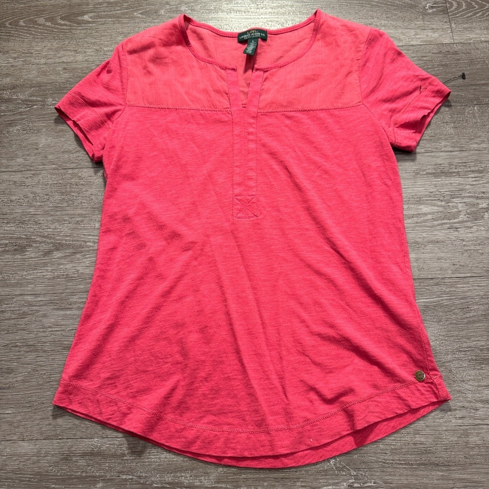 LRL Lauren Ralph Lauren Shirt Womens Small Pink Scoop Neck Cotton Modal Top